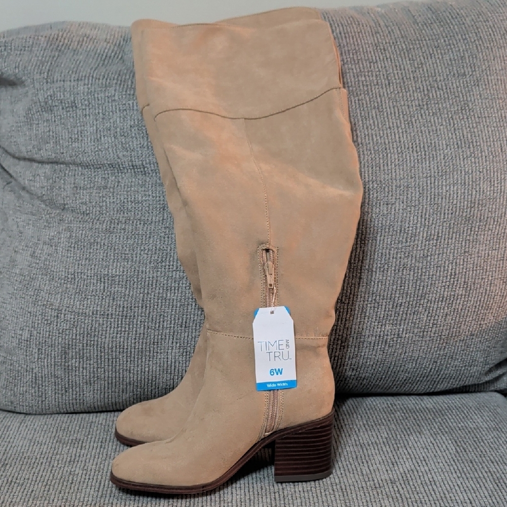 Time and Tru Beige Knee-High Boots